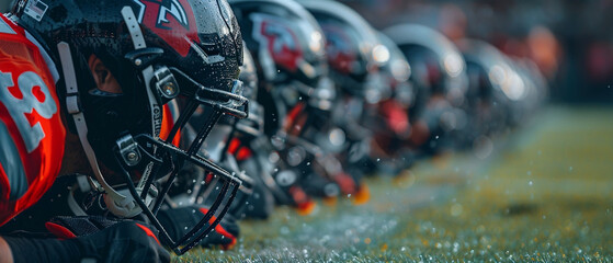 American football players lined up in a row