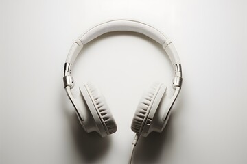 Sleek white headphones with silver accents showcased on plain white background