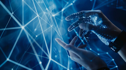 Two hands technology future interface network wire toch