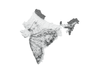 India Map Flag Shaded relief Color Height map 3d illustration