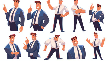 Set of happy businessman character with different p
