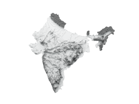 India Map Flag Shaded relief Color Height map 3d illustration