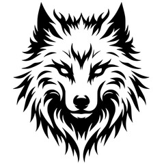 Silhouette of a wolf head with a sharp gaze