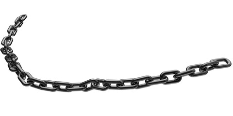 Black chain isolated on a transparent background. 3D render.