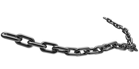 Black chain isolated on a transparent background. 3D render.