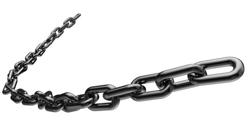Black chain isolated on a transparent background. 3D render.
