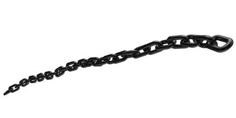 Black chain isolated on a transparent background. 3D render.