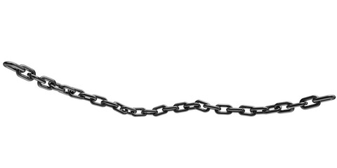 Black chain isolated on a transparent background. 3D render.