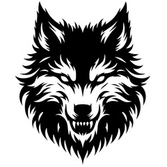 Scary wolf face silhouette