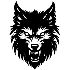 Scary wolf face silhouette