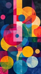 Colorful abstract geometric and circular artwork