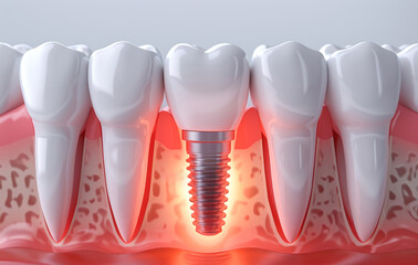 Diagram of dental implant. 3D rendered illustration of dental implants