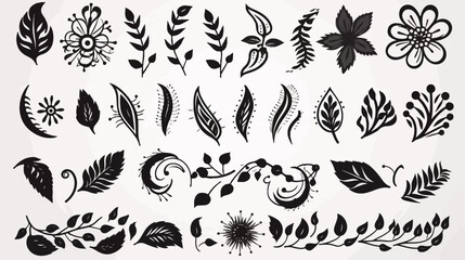 Set of hand drawn different mehndi elements. Styliz