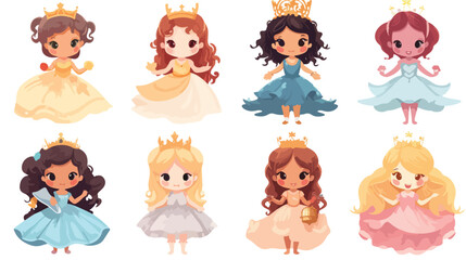 Set of characters fairy princesses or pretty girls