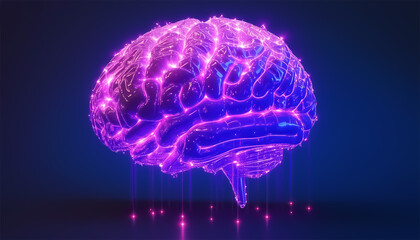 Luminous brain. Artificial intelligence concept. Neural connections