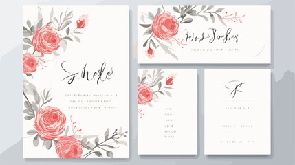 Set of elegant wedding invitation response card and