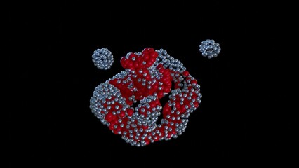 Molecular interactions. Atoms, molecules, chemical reactions.
Chemical interactions. Molecules interacting.
Nanoparticles coating surfaces.
Particles surrounding blood cells.
3d render illustration