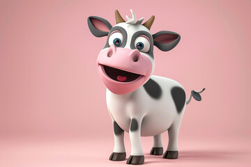 a beautiful cute cow cartoon for bakraeid card and eid poster for Muslim festival generated by AI