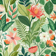 Botanical watercolor wallpaper pattern.