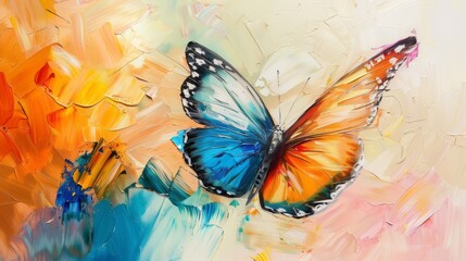 butterfly. paint on canvas. interior painting. beautiful background.