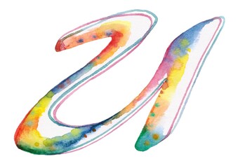 A large, colorful watercolor letter "U" stands boldly against a pristine white backdrop, resembling a vibrant stroke of a rainbow, evoking creativity and imagination