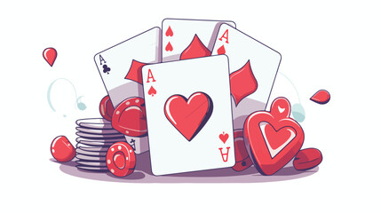 Set of heart spade clubs and diamond ace play cards