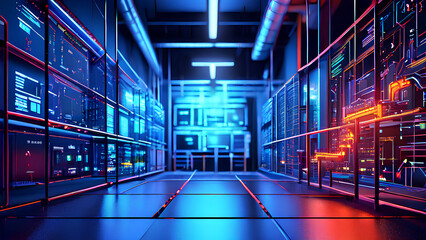 Fototapeta premium Cyber security and firewalling concepts 3d AI PNG