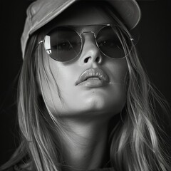 Woman Wearing Sunglasses and Hat