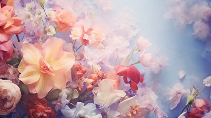Whimsical Blossoms Captured In A Soft-Hued Floral Dreamscape. Generative AI