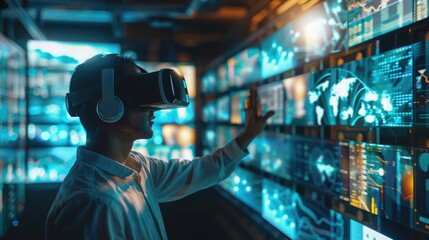 Exploring complex datasets in an immersive 3D visualization via VR headset. Big data visualization