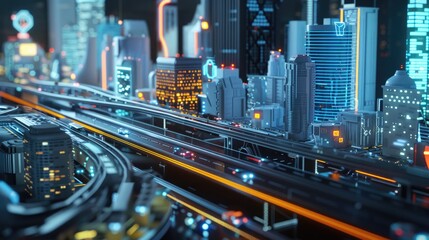 Sleek smart city with real-time big data visualization of traffic, energy, and communications. Big data visualization