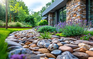 Dry creek bed is great way to add touch of natural beauty to your landscape.