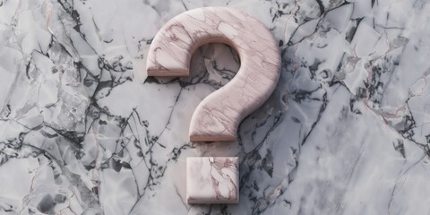 Big question mark made of pink stone on black and white marble stone background, building stone and quarrying concept - Powered by Adobe
