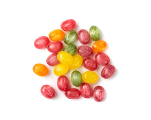 Hard Candy Isolated, Sour Hard Candies, Fruit Sugar Bonbon Pile, Colorful Lozenge, Color Candy Group