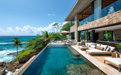 The infinity pool and terrace of the luxury hotel