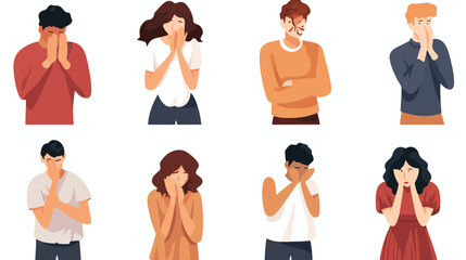 Set of regret or embarrassed people vector illustra - obrazy, fototapety, plakaty
