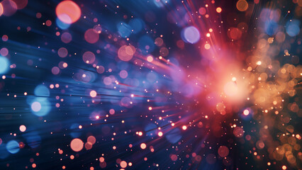 Luminous Connection: Abstract Close-Up of Fiber Optics Light