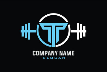 Letter P, T, P, PT, TP, PTP, TPP, PPT OR TTP Logo With barbell. Fitness Gym logo Vector.