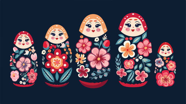 Set of traditional nesting doll. Simple colorful ma