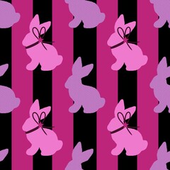 Cartoon Easter rabbit seamless bunnies pattern for wrapping paper and fabrics and linens and kids clothes