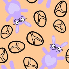 Easter animals bunnies seamless rabbit and eggs pattern for wrapping paper and kids clothes print and party accessories