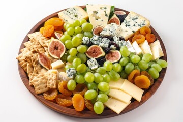 Rustic Cheese Board with Fresh Fruits and Savory Shortbread Crackers