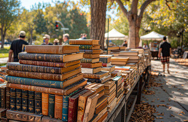 Old books are sold at street market