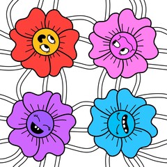 Cartoon flower seamless pattern for wrapping paper and fabrics and linens and kids clothes print