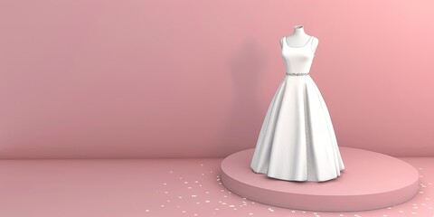Princess gown on pink minimalist background