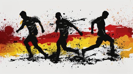 Three soccer players creating striking germany flag illustration for dedicated sports enthusiasts