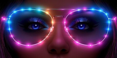 woman with glowing colorful LED sunglasses