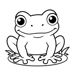 Cute vector illustration Bullfrog drawing for colouring page