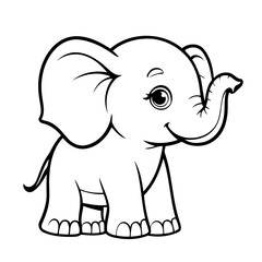 Cute vector illustration Elephant for kids coloring activity page