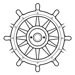 Simple vector illustration of Shipwheel drawing for children page